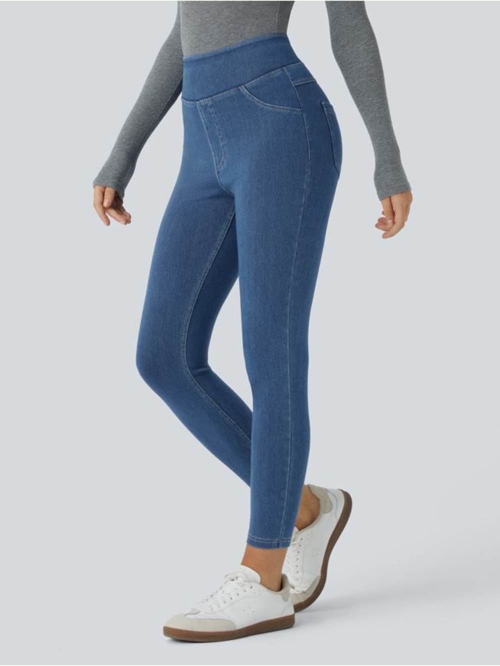 HALARA Mid-Rise Blue Denim-Look Jeggings 7/8 Length